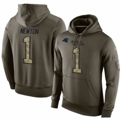NFL Nike Carolina Panthers 1 Cam Newton Green Salute To Service Mens Pullover Hoodie