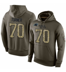 NFL Nike Carolina Panthers 70 Trai Turner Green Salute To Service Mens Pullover Hoodie