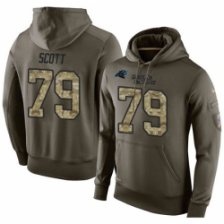 NFL Nike Carolina Panthers 79 Chris Scott Green Salute To Service Mens Pullover Hoodie