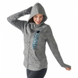 NFL Carolina Panthers G III 4Her by Carl Banks Womens Recovery Full Zip Hoodie Heathered Gray