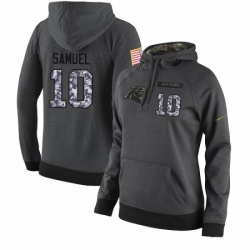 NFL Womens Nike Carolina Panthers 10 Curtis Samuel Stitched Black Anthracite Salute to Service Player Performance Hoodie