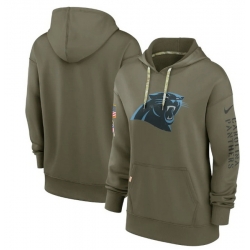 Women Carolina Panthers 2022 Olive Salute To Service Therma Performance Pullover Hoodie
