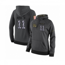 Football Womens Cincinnati Bengals 11 John Ross Stitched Black Anthracite Salute to Service Player Performance Hoodie