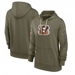 Women Cincinnati Bengals 2022 Olive Salute To Service Therma Performance Pullover Hoodie
