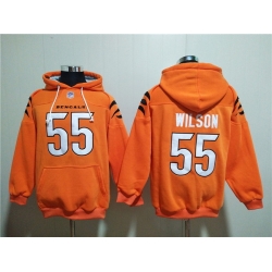 Men Cincinnati Bengals 55 Logan Wilson Orange Pullover Hoodie