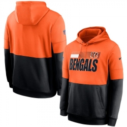 Men Cincinnati Bengals Nike Sideline Impact Lockup Performance Pullover Hoodie Orange Black