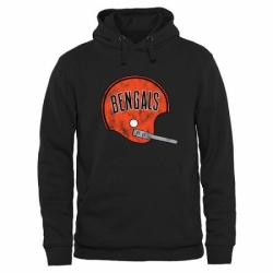 NFL Mens Cincinnati Bengals Pro Line Black Throwback Logo Pullover Hoodie