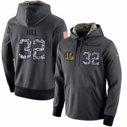 NFL Mens Nike Cincinnati Bengals 32 Jeremy Hill Stitched Black Anthracite Salute to Service Player Performance Hoodie
