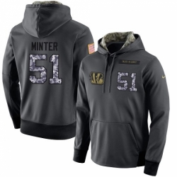 NFL Mens Nike Cincinnati Bengals 51 Kevin Minter Stitched Black Anthracite Salute to Service Player Performance Hoodie