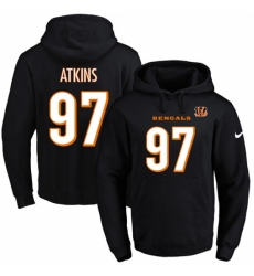 NFL Mens Nike Cincinnati Bengals 97 Geno Atkins Black Name Number Pullover Hoodie