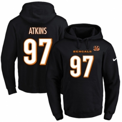 NFL Mens Nike Cincinnati Bengals 97 Geno Atkins Black Name Number Pullover Hoodie