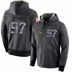 NFL Mens Nike Cincinnati Bengals 97 Geno Atkins Stitched Black Anthracite Salute to Service Player Performance Hoodie