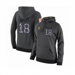 Football Womens Cleveland Browns 18 Damion Ratley Stitched Black Anthracite Salute to Service Player Performance Hoodie