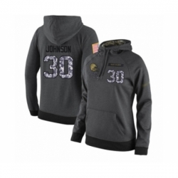 Football Womens Cleveland Browns 30 DErnest Johnson Stitched Black Anthracite Salute to Service Player Performance Hoodie