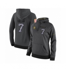Football Womens Cleveland Browns 7 Jamie Gillan Stitched Black Anthracite Salute to Service Player Performance Hoodie