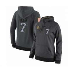 Football Womens Cleveland Browns 7 Jamie Gillan Stitched Black Anthracite Salute to Service Player Performance Hoodie