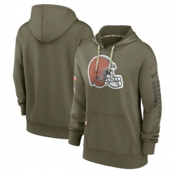 Women Cleveland Browns 2022 Olive Salute To Service Therma Performance Pullover Hoodie