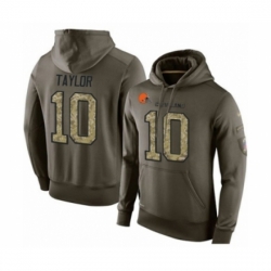 Football Mens Cleveland Browns 10 Taywan Taylor Green Salute To Service Pullover Hoodie