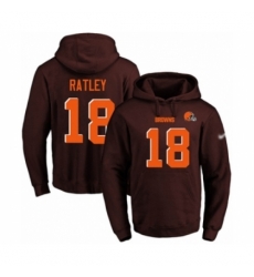 Football Mens Cleveland Browns 18 Damion Ratley Brown Name Number Pullover Hoodie