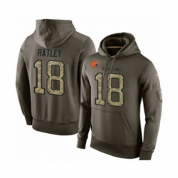 Football Mens Cleveland Browns 18 Damion Ratley Green Salute To Service Pullover Hoodie