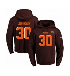 Football Mens Cleveland Browns 30 DErnest Johnson Brown Name Number Pullover Hoodie