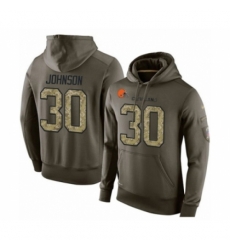 Football Mens Cleveland Browns 30 DErnest Johnson Green Salute To Service Pullover Hoodie