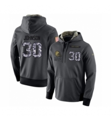 Football Mens Cleveland Browns 30 DErnest Johnson Stitched Black Anthracite Salute to Service Player Performance Hoodie