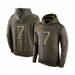 Football Mens Cleveland Browns 7 Jamie Gillan Green Salute To Service Pullover Hoodie