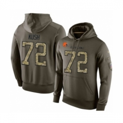 Football Mens Cleveland Browns 72 Eric Kush Green Salute To Service Pullover Hoodie