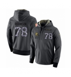 Football Mens Cleveland Browns 78 Greg Robinson Stitched Black Anthracite Salute to Service Player Performance Hoodie