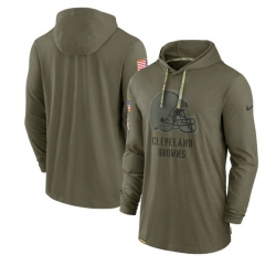 Men Cleveland Browns 2022 Olive Salute To Service Tonal Pullover Hoodie