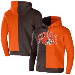 Men Cleveland Browns Brown Orange Split Logo Pullover Hoodie