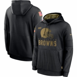 Men Cleveland Browns Nike 2020 Salute to Service Sideline Performance Pullover Hoodie Black