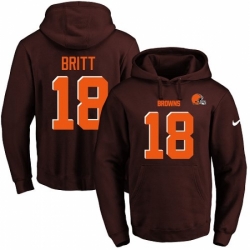 NFL Mens Nike Cleveland Browns 18 Kenny Britt Brown Name Number Pullover Hoodie