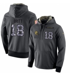 NFL Mens Nike Cleveland Browns 18 Kenny Britt Stitched Black Anthracite Salute to Service Player Performance Hoodie