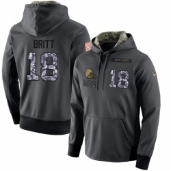 NFL Mens Nike Cleveland Browns 18 Kenny Britt Stitched Black Anthracite Salute to Service Player Performance Hoodie