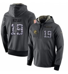 NFL Mens Nike Cleveland Browns 19 Bernie Kosar Stitched Black Anthracite Salute to Service Player Performance Hoodie