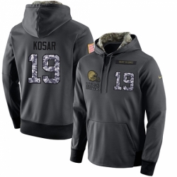 NFL Mens Nike Cleveland Browns 19 Bernie Kosar Stitched Black Anthracite Salute to Service Player Performance Hoodie
