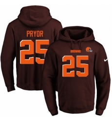 NFL Mens Nike Cleveland Browns 25 Calvin Pryor Brown Name Number Pullover Hoodie