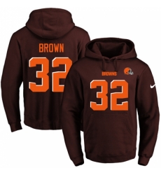 NFL Mens Nike Cleveland Browns 32 Jim Brown Brown Name Number Pullover Hoodie