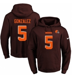 NFL Mens Nike Cleveland Browns 5 Zane Gonzalez Brown Name Number Pullover Hoodie