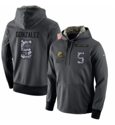 NFL Mens Nike Cleveland Browns 5 Zane Gonzalez Stitched Black Anthracite Salute to Service Player Performance Hoodie