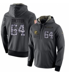 NFL Mens Nike Cleveland Browns 64 JC Tretter Stitched Black Anthracite Salute to Service Player Performance Hoodie