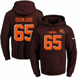 NFL Mens Nike Cleveland Browns 65 Larry Ogunjobi Brown Name Number Pullover Hoodie