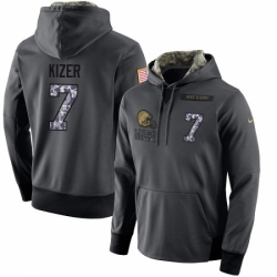NFL Mens Nike Cleveland Browns 7 DeShone Kizer Stitched Black Anthracite Salute to Service Player Performance Hoodie