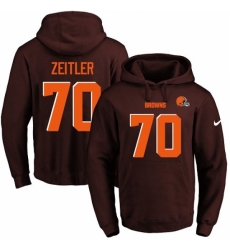 NFL Mens Nike Cleveland Browns 70 Kevin Zeitler Brown Name Number Pullover Hoodie