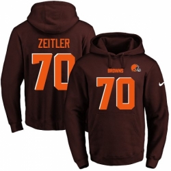 NFL Mens Nike Cleveland Browns 70 Kevin Zeitler Brown Name Number Pullover Hoodie