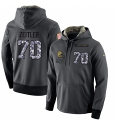NFL Mens Nike Cleveland Browns 70 Kevin Zeitler Stitched Black Anthracite Salute to Service Player Performance Hoodie