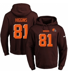 NFL Mens Nike Cleveland Browns 81 Rashard Higgins Brown Name Number Pullover Hoodie