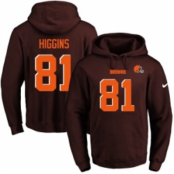 NFL Mens Nike Cleveland Browns 81 Rashard Higgins Brown Name Number Pullover Hoodie